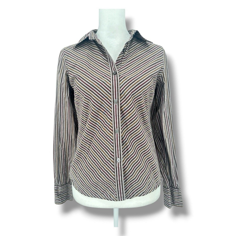 Banana Republic Slim Fit Stripe Button Shirt XS Y2K Office Siren Academia Preppy